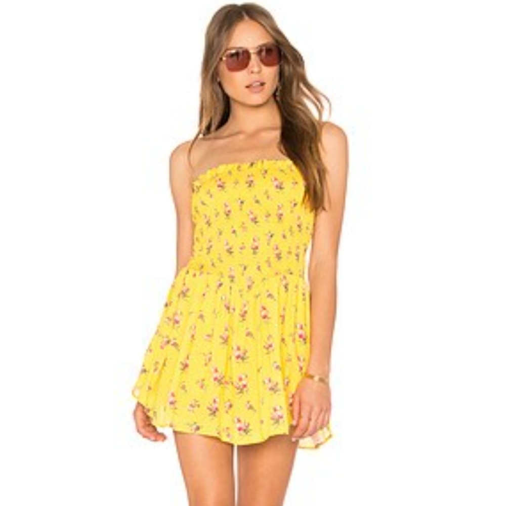 Blue Life Yellow Floral Strapless Dress